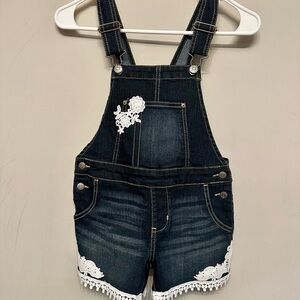 Jordache Dark Blue Overalls with White Lace Girls 6/6X